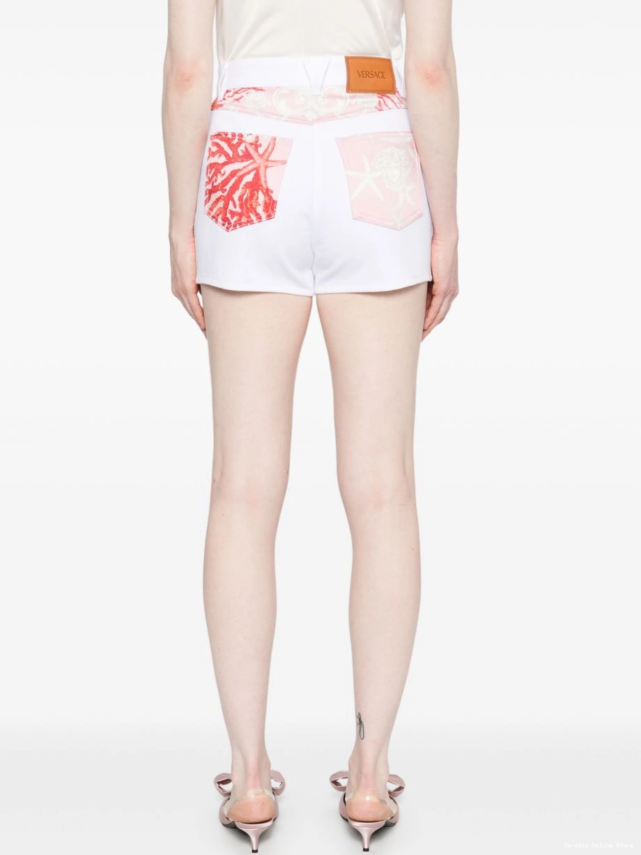 Affordable Sea-print Barocco shorts Versace denim Women 0710